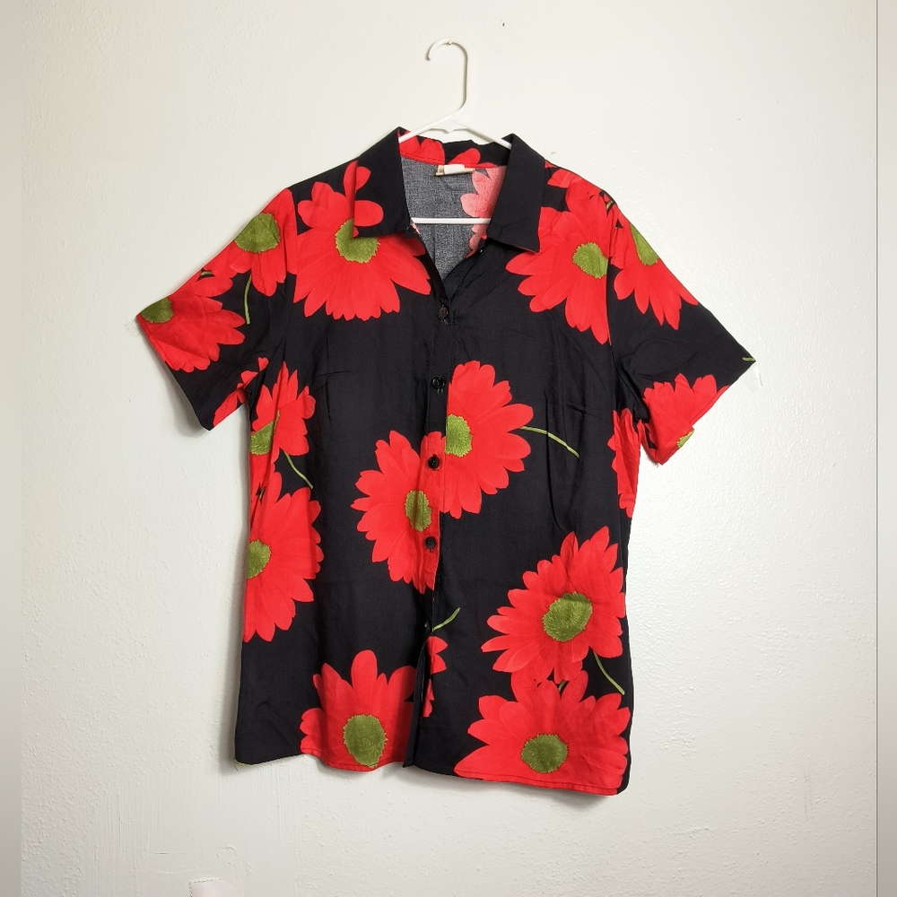 🚨👉 LAST CHANCE 3/$35 Expressions Vintage Shirt  Women's 16 Blank Red Floral